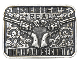 Homeland Security buckle with guns pewter